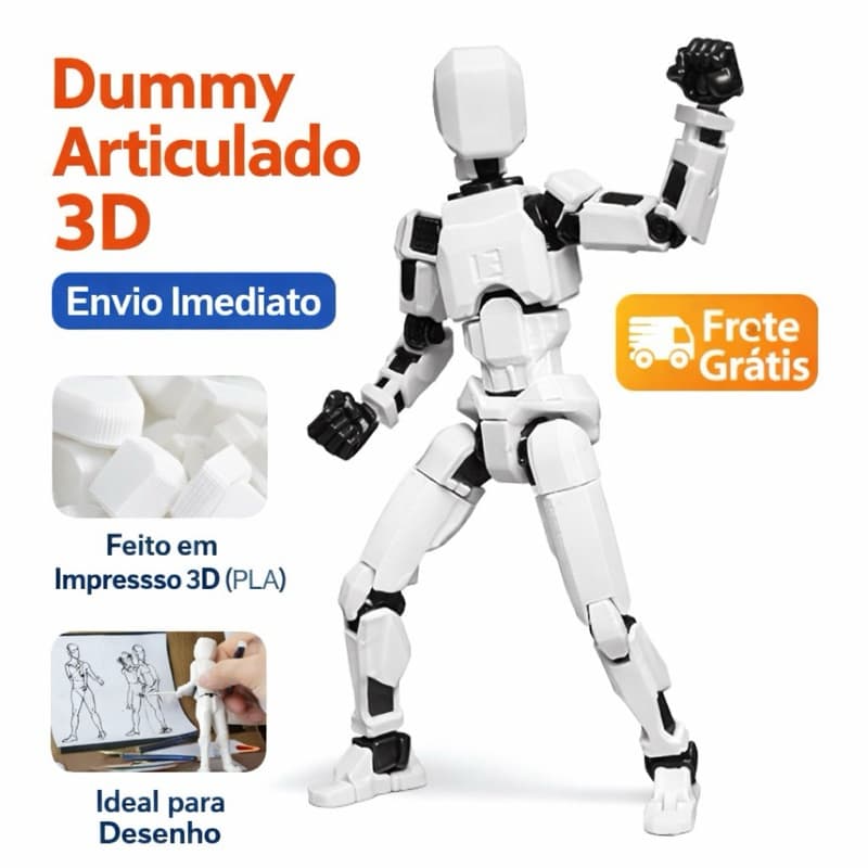 Dummy Articulado para Desenho | Manequim Poseável Miniatura | Boneco para Estudo de Poses