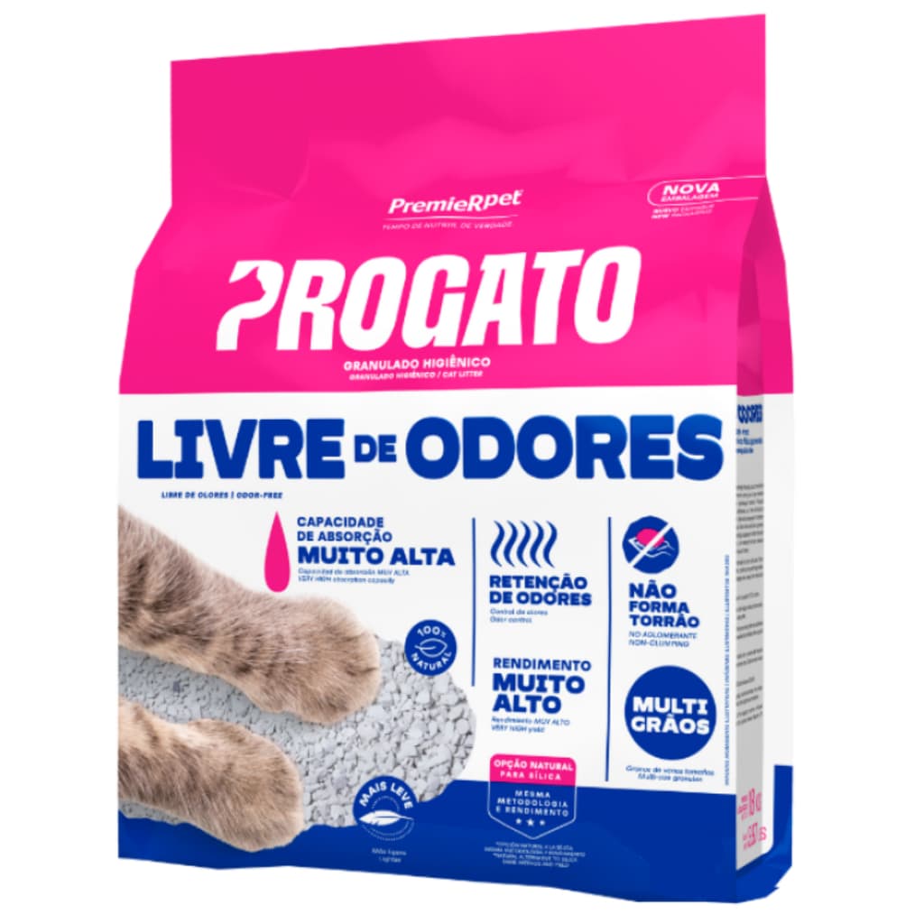 Granulado Sanitário Areia Pro Gato Branca Tradicional 10kg