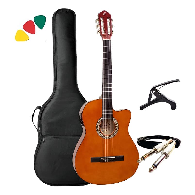 Violão Giannini Nf14 Ceq Flat Elétrico Nylon Kit Completo