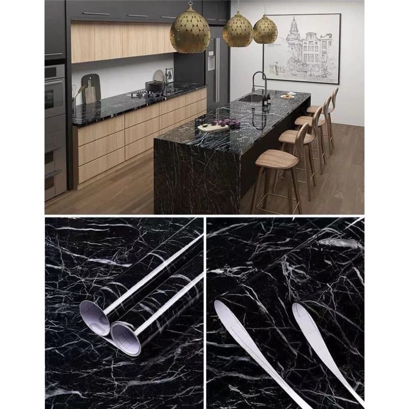 Adesivo de Parede 3mx60cm Lavável para Sala Quarto Cozinha de Mármore Vinil
