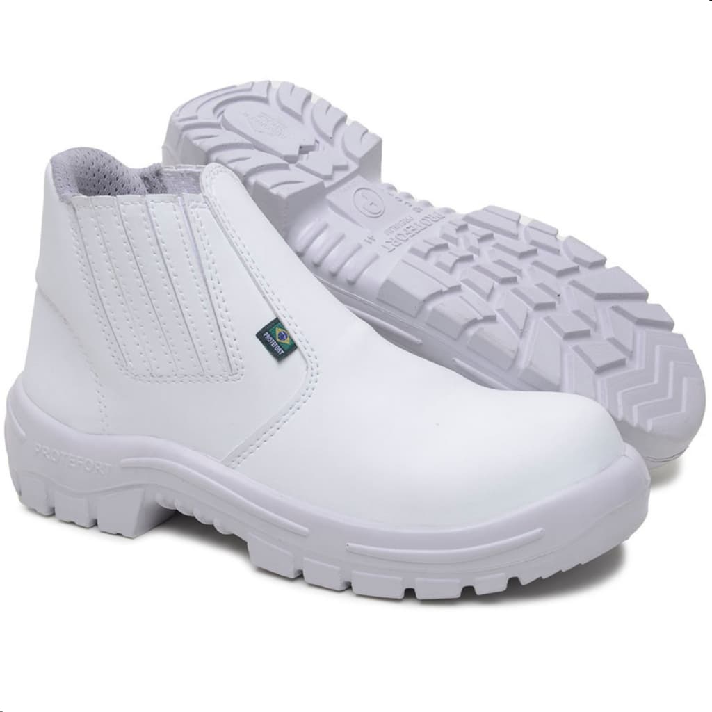 Bota de Segurança Safe Pro Branca EPI com CA Microfibra Premium Biqueira PVC Solado PU Bidensidade