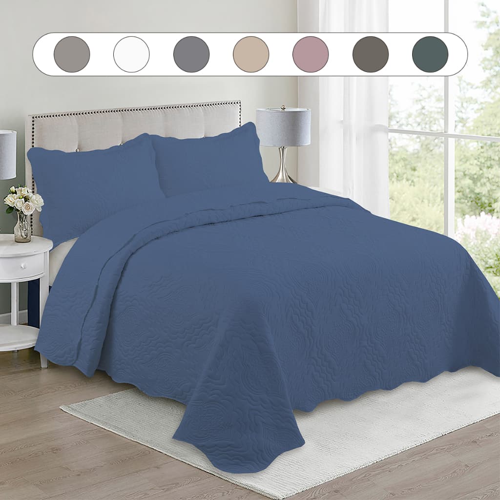 Kit Colcha Cobre Leito Casal Queen King Dupla Face 3 Peças Matelado Porta Travesseiro 100% Poliéster