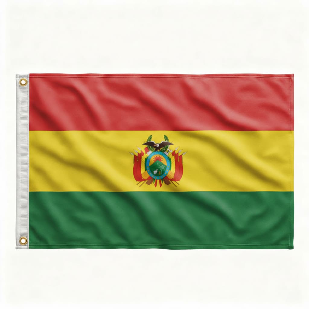 Bandeira Bolivia Oficial 90 x 150 cm C/ Anilhas p/ Mastro Costurada Excelente p/ Exteriores