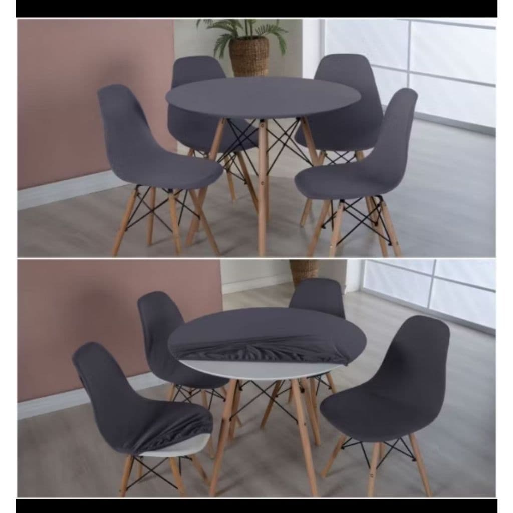 Toalha de Mesa Redonda Charles Eames Eiffel Tampo Varias Cores