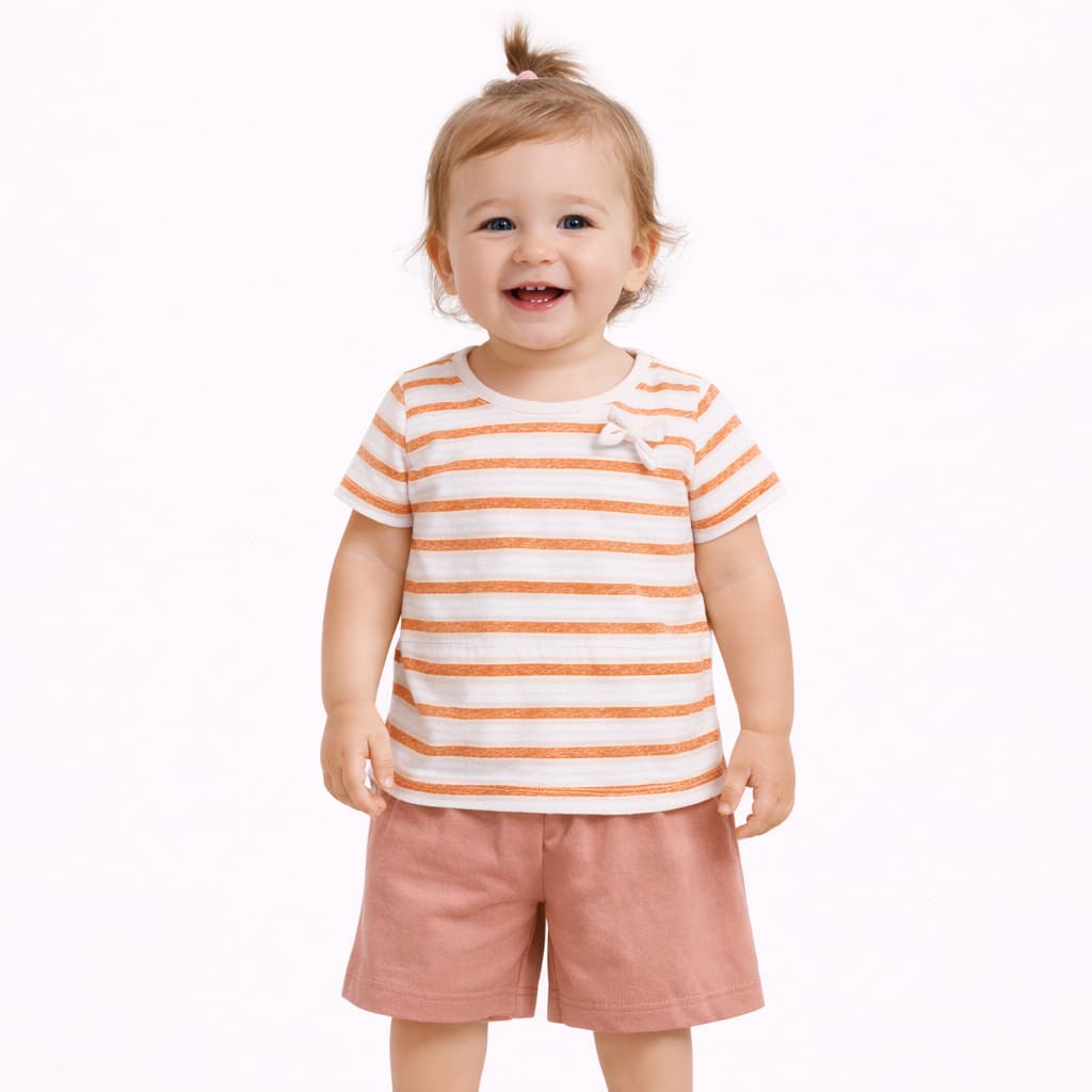 Kit 2 Peças Menina Infantil - 100% Algodão Kit Verão Confortável Dia a Dia Leve - 1 ao 8