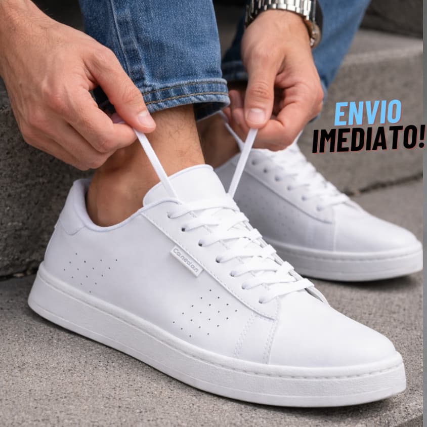 Tênis Sapatenis casual branco masculino diario dia a dia confortavel couro sintetico