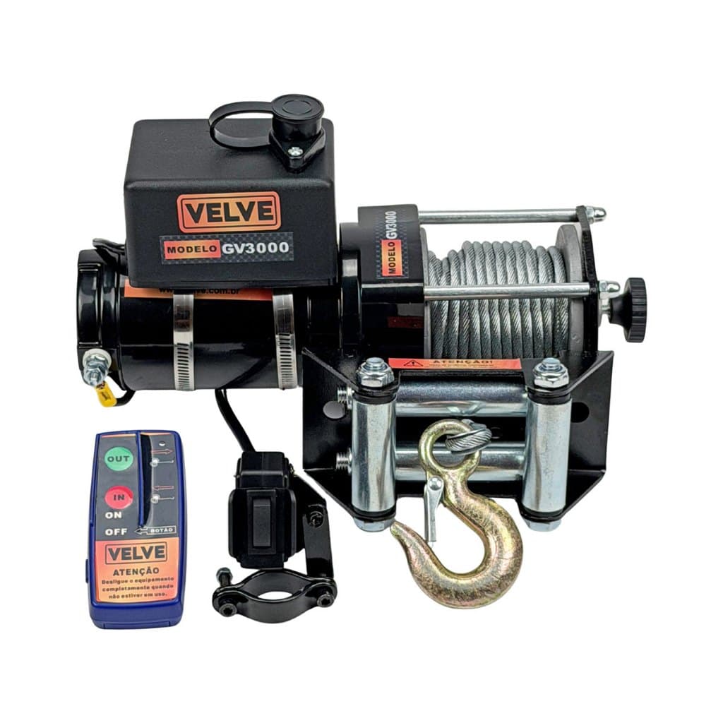 Guincho Elétrico 12v 3000lbs 1360kg VELVE GV3000A + Controle Sem Fio