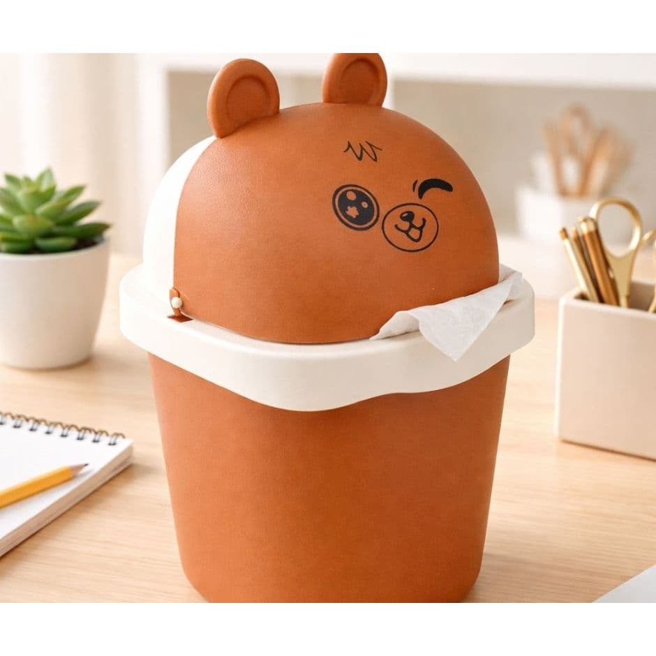 Lixeira de Plástico Escritório 1,5L Urso Marrom