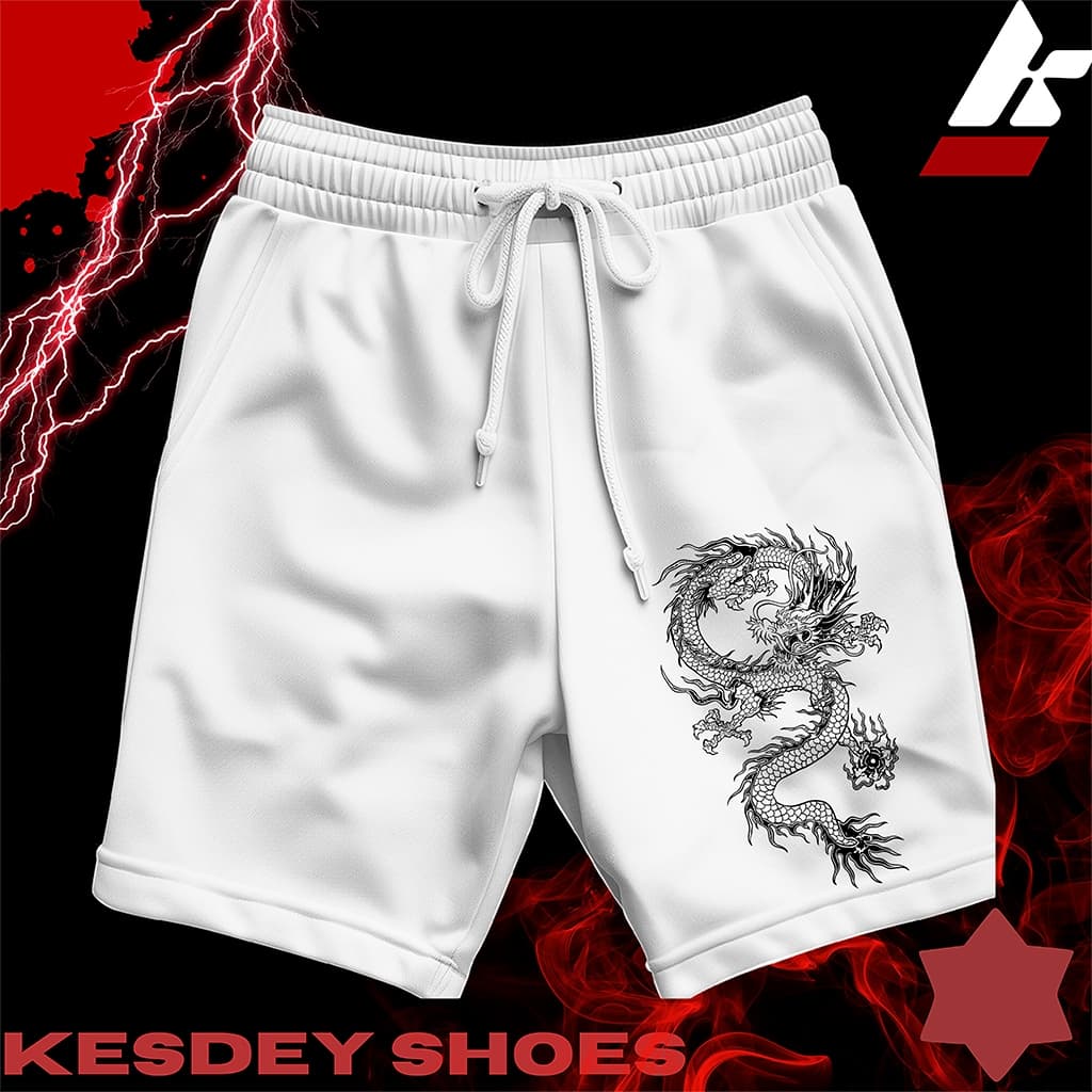 Shorts Masculina Bermuda Estilo Mauricinho Leve Slim com Bolso Lateral Estampa DRAGÃO