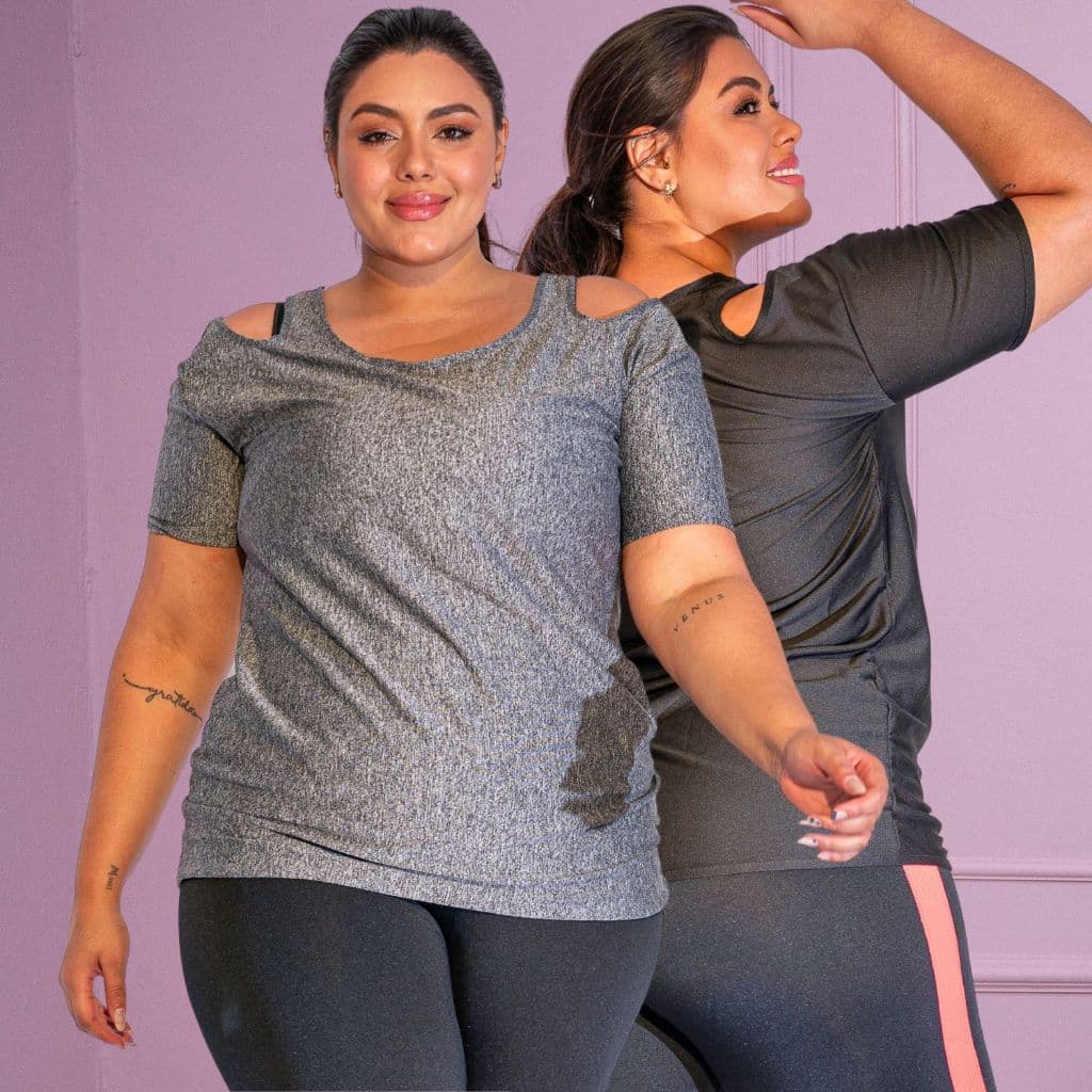 Kit 2 Camisas Blusa Plus Size Academia Dry Fit Seca Rápido Recorte em Gota Conforto Dia a Dia Oferta