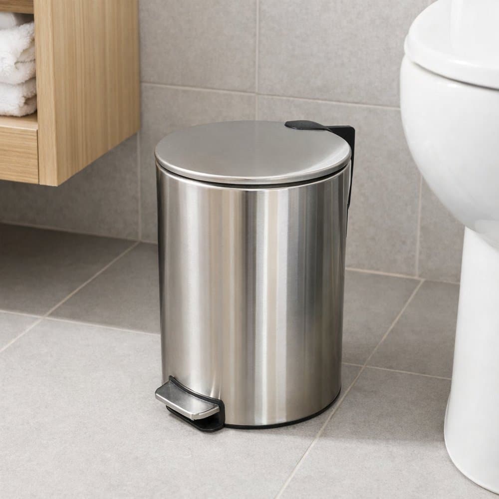 Lixeira Inox 3L com Pedal e Balde Interno Removível