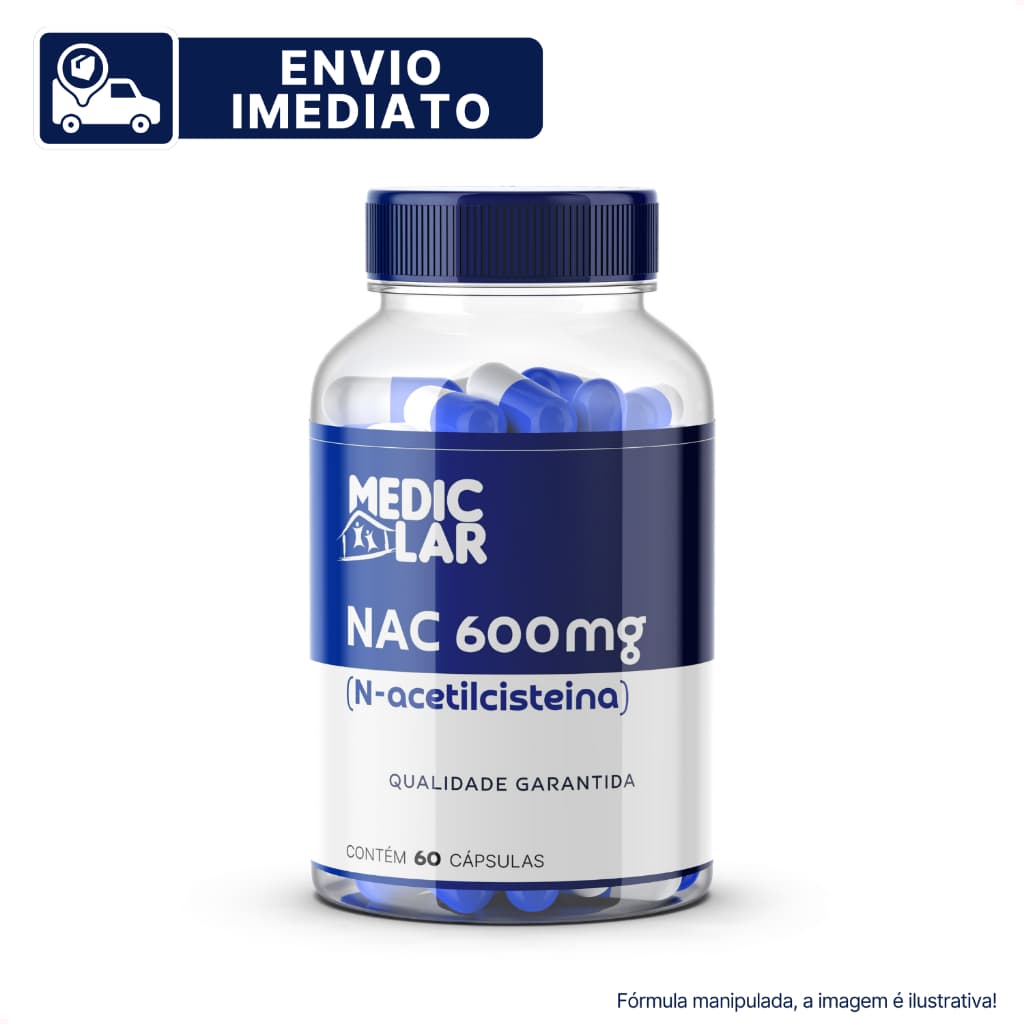 Acetilcisteina Nac N Acetil Cisteina 600mg - Fortalecimento da Imunidade - Envio Imediato