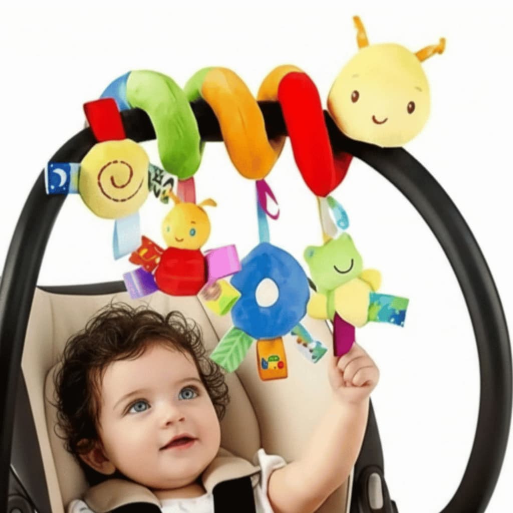 Brinquedo Mobile Espiral Lagarta Pelúcia Berço Carrinho Brinquedos Sensorial Chocalho Recém Nascido