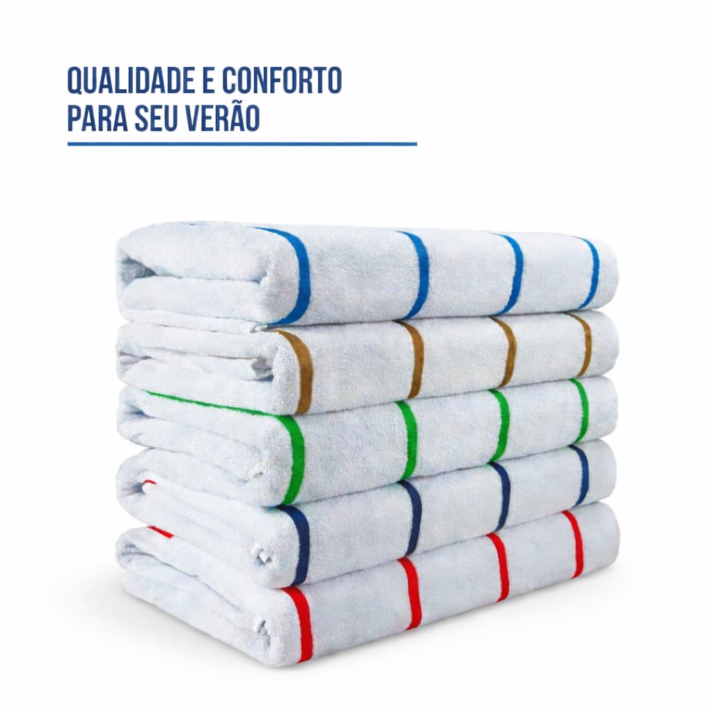 Jogo Kit 3 Unidades Toalha Praia Sol Banho 100% Algodão