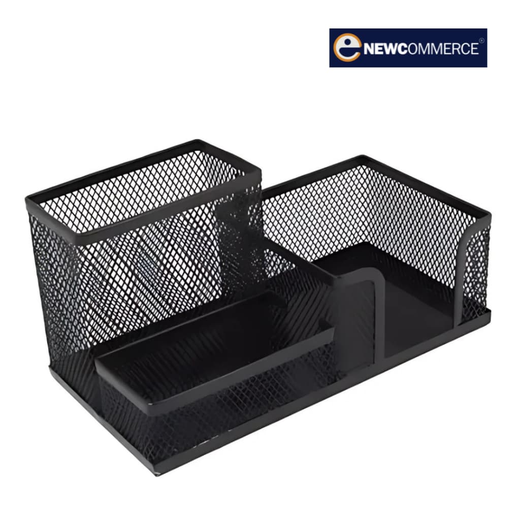 Porta Caneta Organizador De Metal Para Mesa Escritório Aramado C/ Divisórias Multiuso