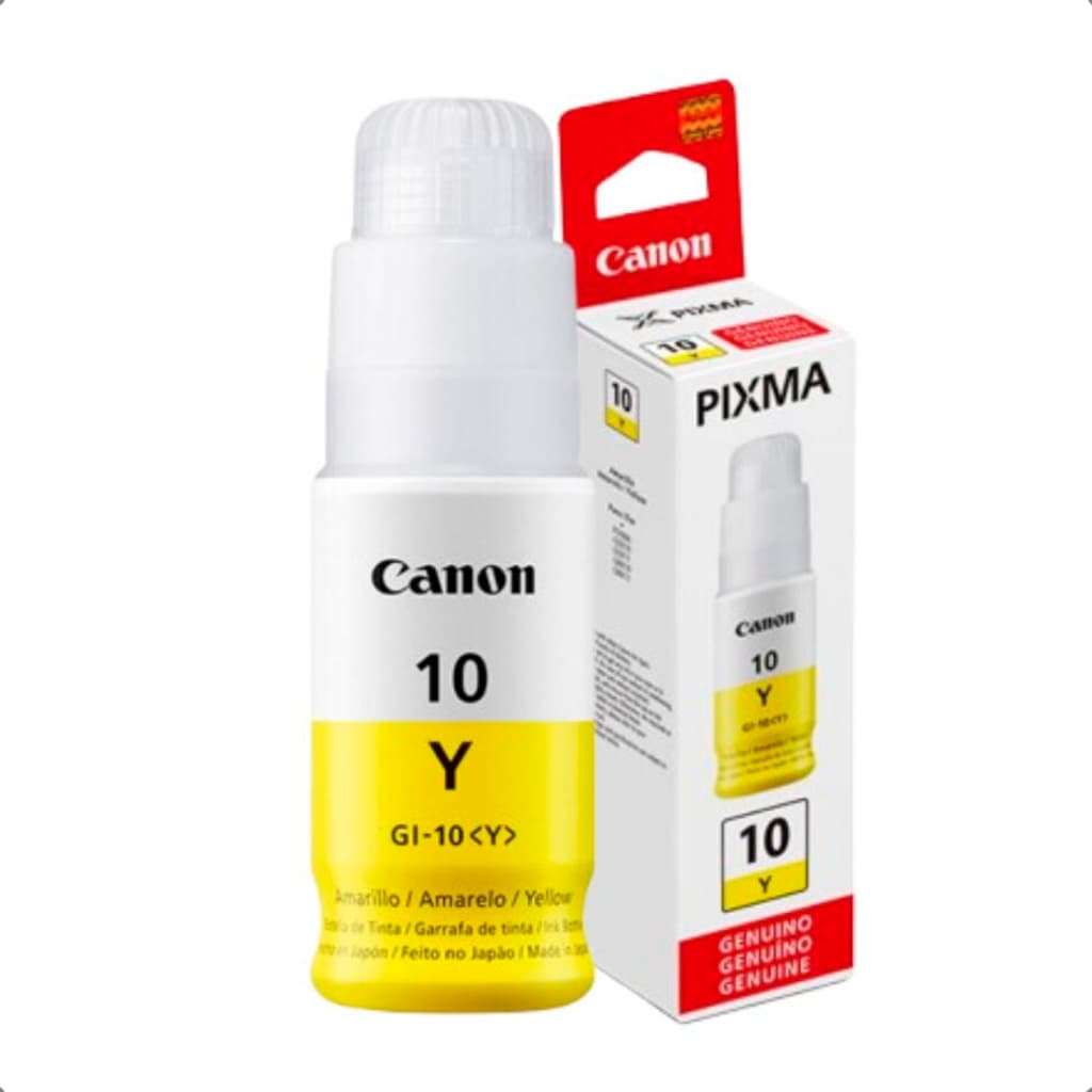 Garrafa refil de tinta canon gi-10 amarela g6010 g7010 g5010 gm2010 gm4010 gi-10 y