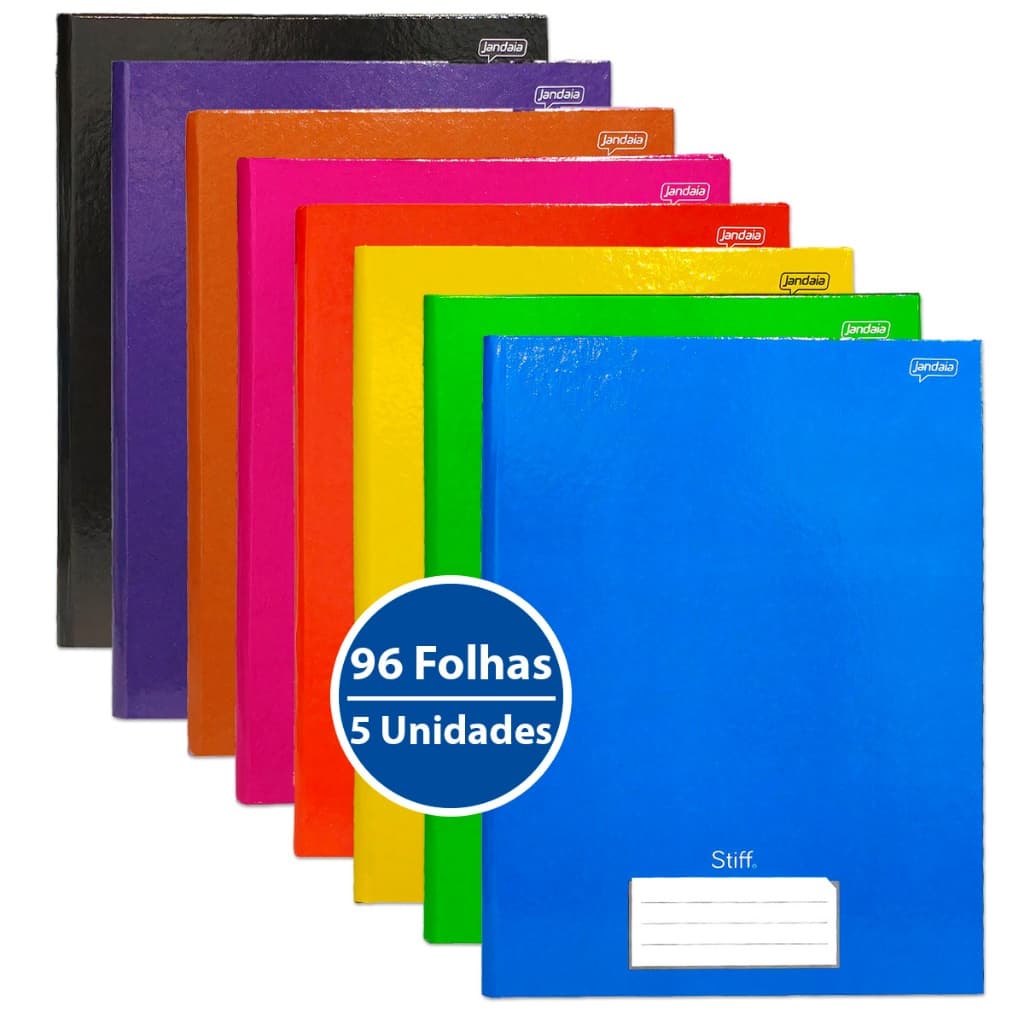 Caderno Brochura 96 Folhas Grande Universitario Stiff 5 Unidades