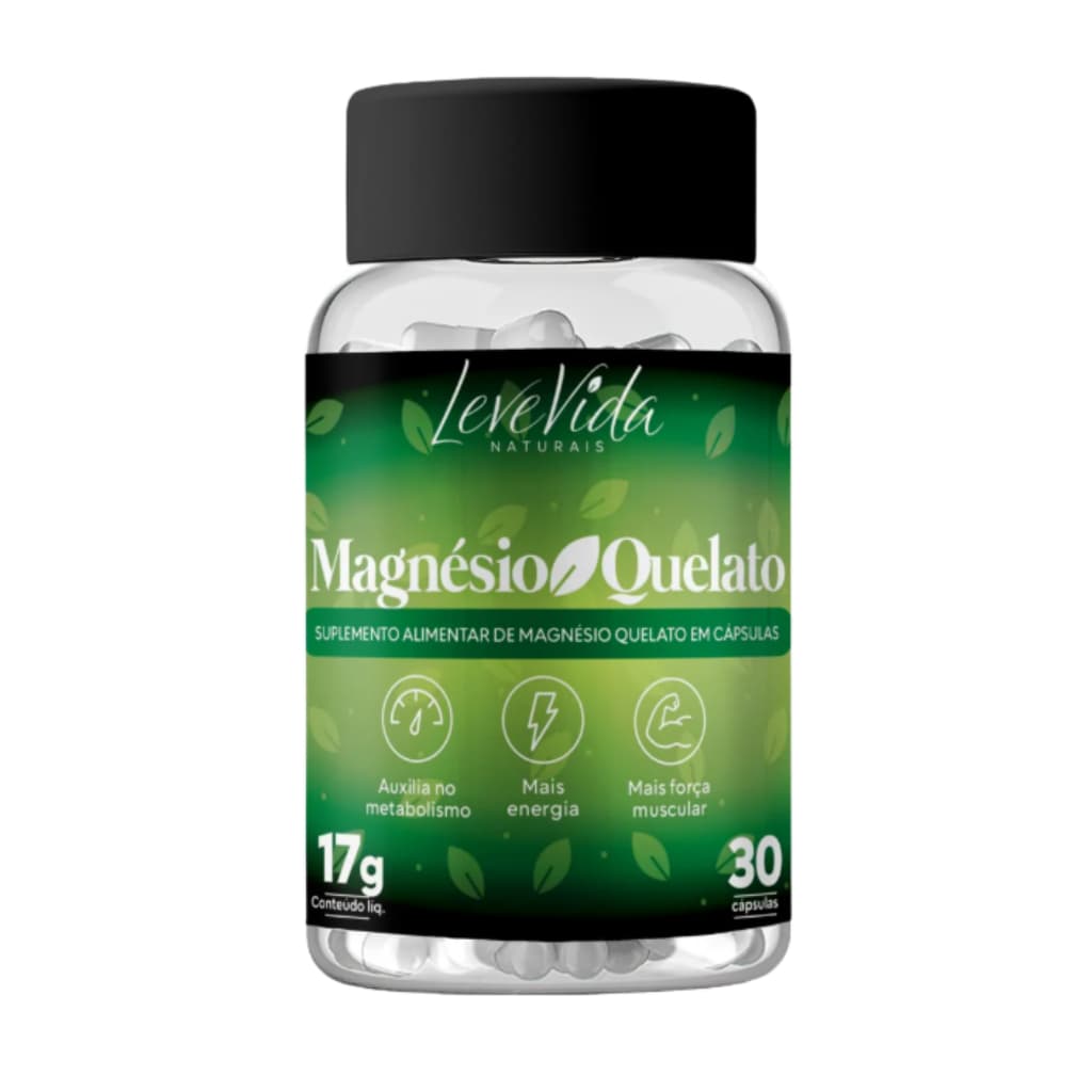 Magnésio Quelato Leve Vida 30 Cápsulas 17g