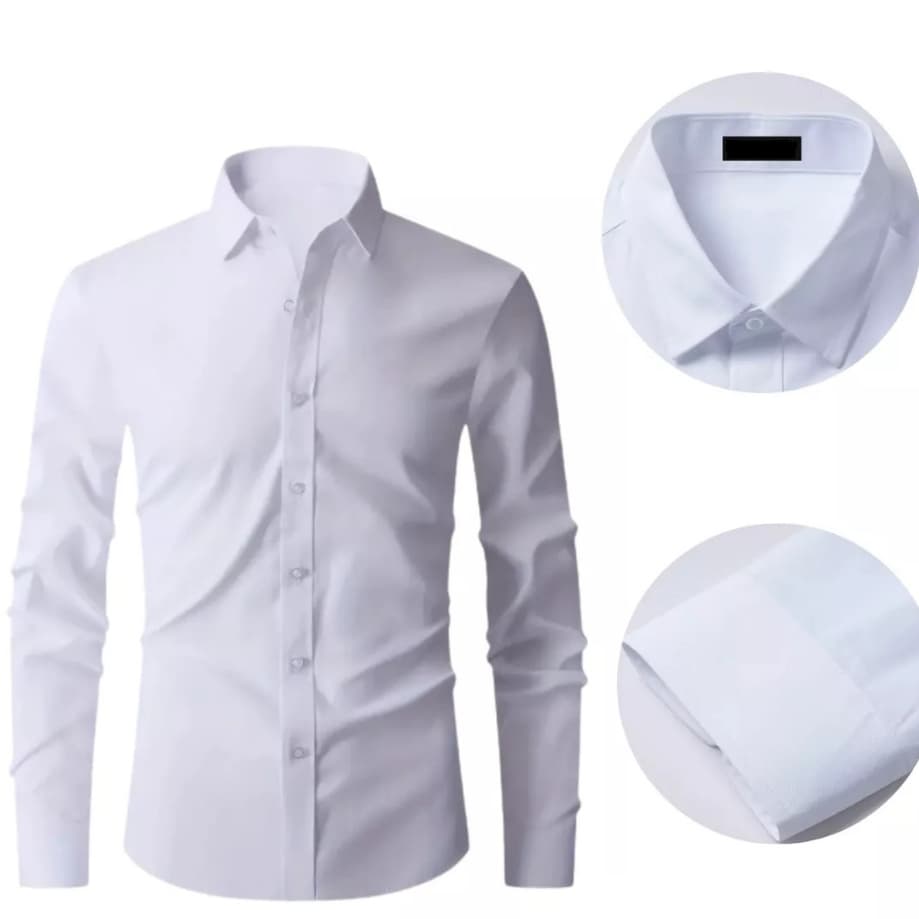 Camisa Masculina Manga Longa Slim de Qualidade Premium