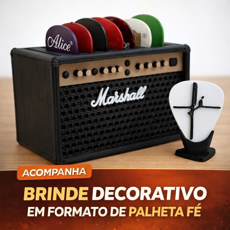 Porta Palhetas Amplificador Marshall Guitarra Violão Baixo Suporte de Palheta