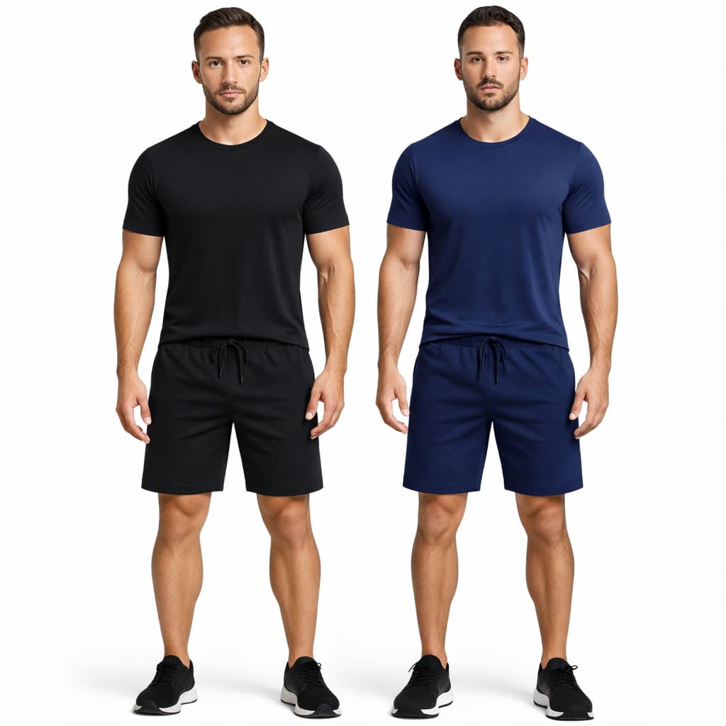 Kit Conjunto 2 Camisetas Esportia Básica + 2 Bermudas Masculina Dry Fit Alta Qualidade