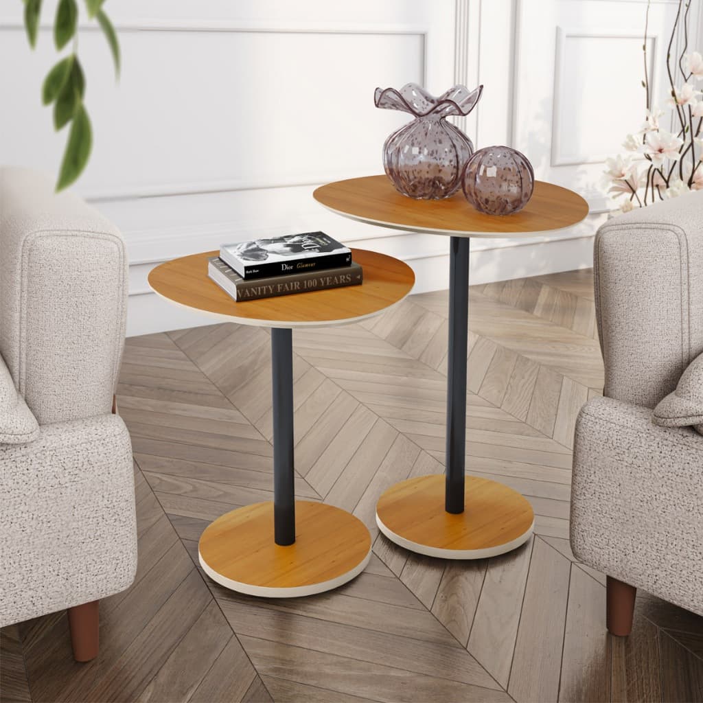 Conjunto com 2 Mesas Laterais Orgânicas Monopé – Mesas de Canto para Decoração Moderna