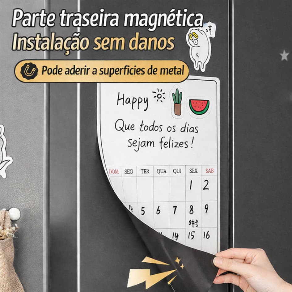 Magnético de Geladeira Imã planner organizador com caneta que escreve e apaga CASA-09-XF
