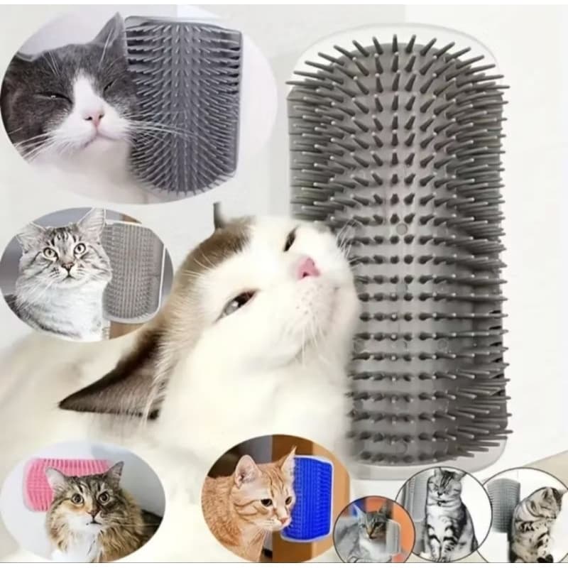 Kit 2 Escova Pet Remove Pelos Gato Massagem Brinquedo Coçador Parede Catnip