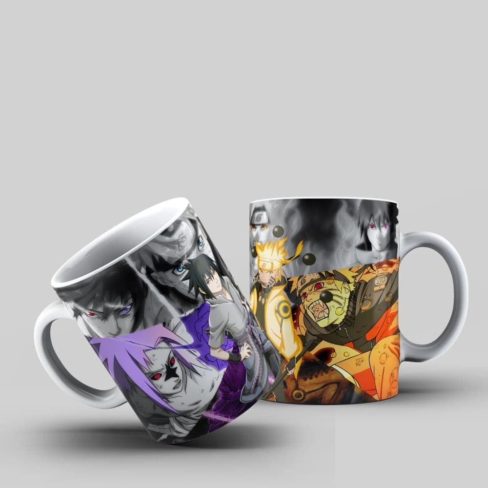 Caneca Personalizada Naruto Modo Sábio e Sasuke Rinnegan