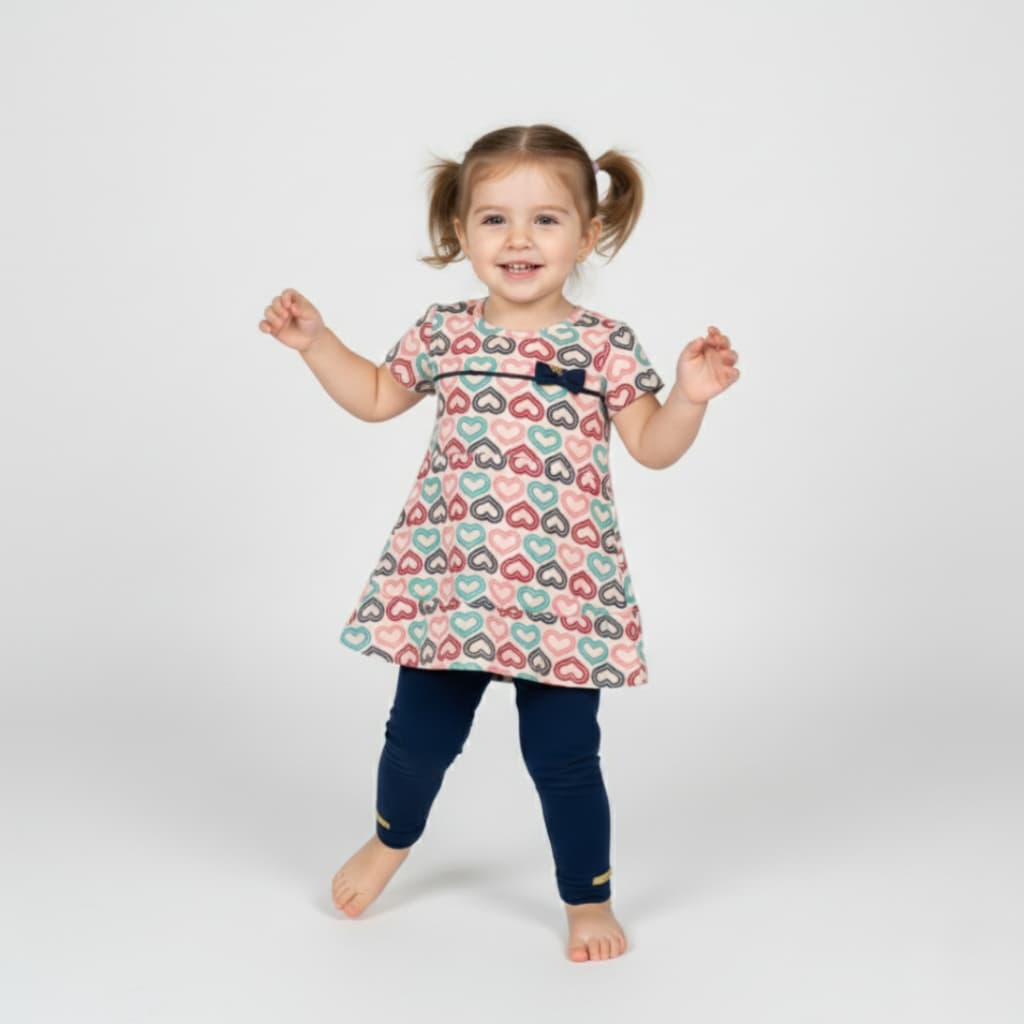 Conjunto Infantil Menina Blusa Corações E Legging Abrange
