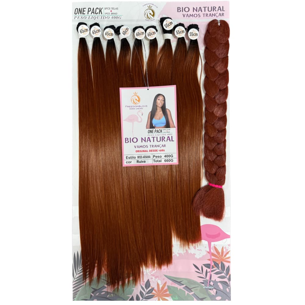 Cabelo Bio Fibra Liso 300 gramas 70cm Ariana Ruivo