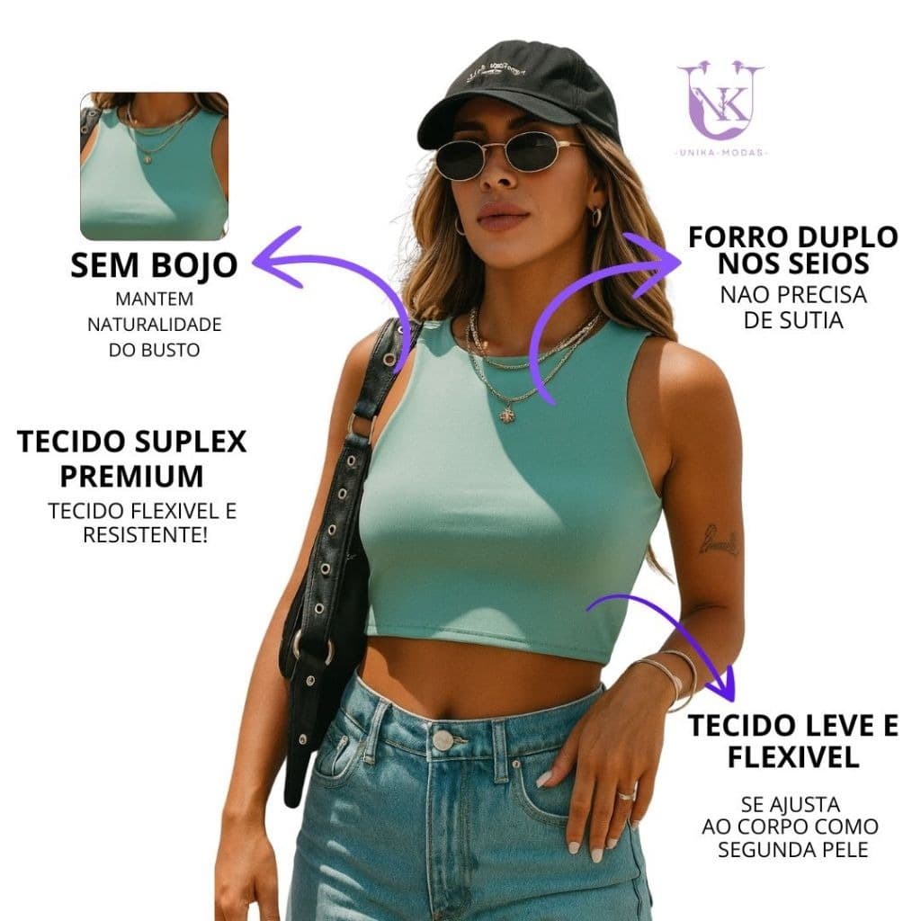 KIT 3: Cropped Alça Grossa Suplex - Várias Combinações