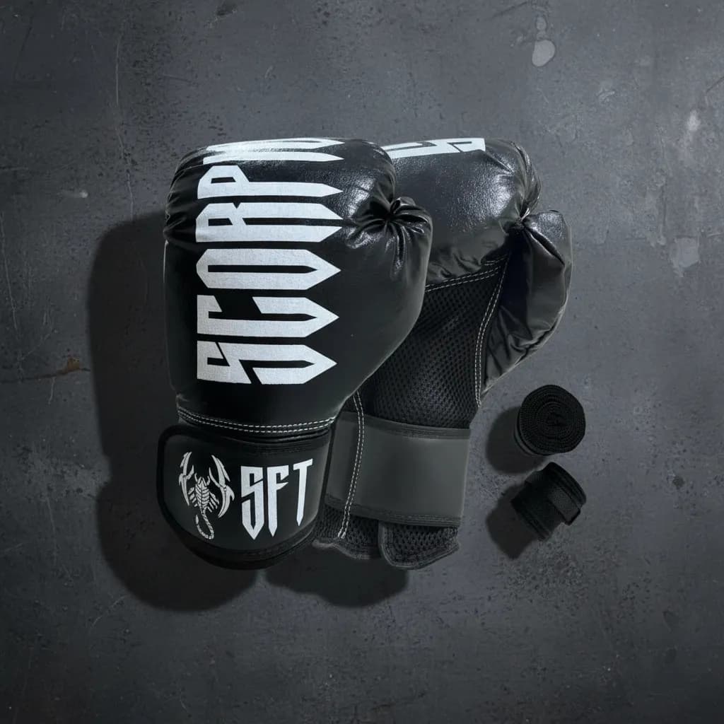 Kit Luva + Bandagem Boxe Muay Thai Kickboxing Profissionl Scorpions Figth Thai