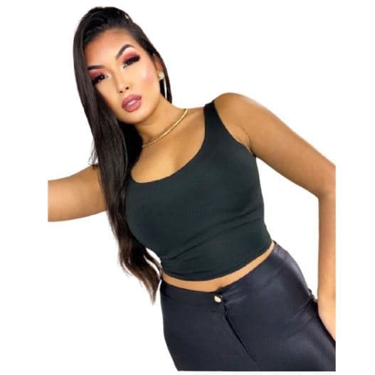 KIT COM 3 Cropped Feminino Alça Grossa Top Bali Com Forro Duplo Fitness Academia Suplex