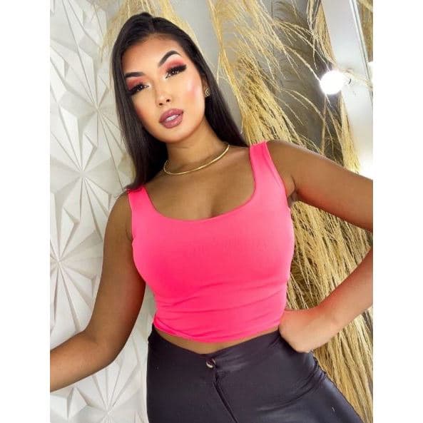 Kit 2 Cropped Feminino Alça Grosa Top Bali Básico Suplex Moda Blogueira Fitness