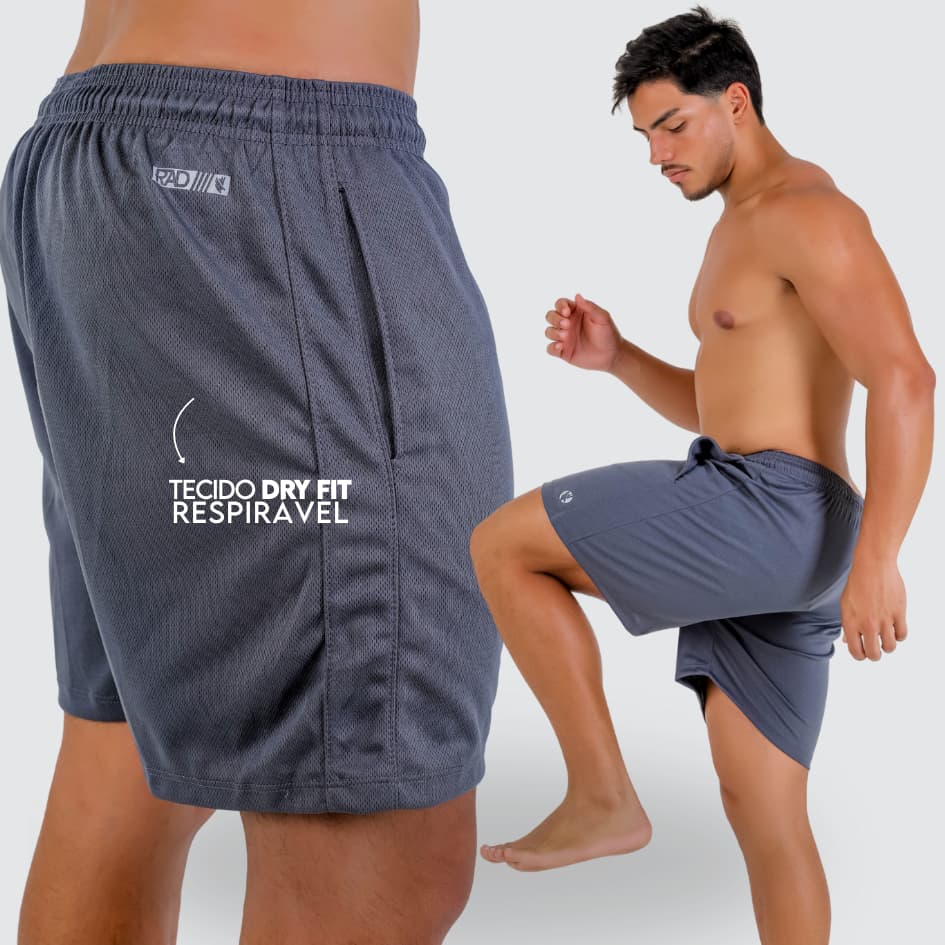 Bermuda Treino Dry Fit Tecido Respirável Elástico Short Academia Cross Fitness Bolsos