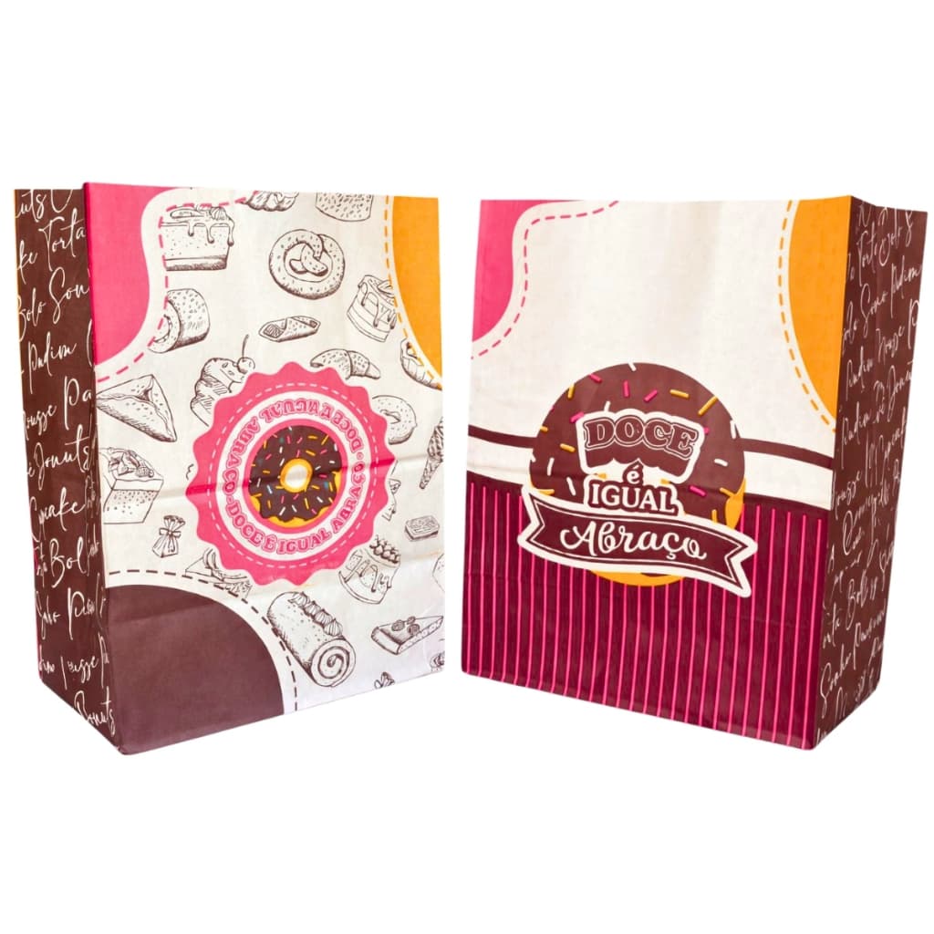 50 Saco Kraft SOS PP P G Para Delivery Doce Doceria Docinhos Cookies Donuts Pequeno Grande