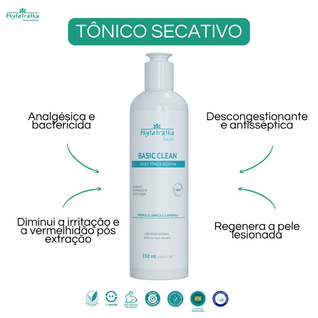 Loção Tônica Secativa Limpeza De Pele Basic Clean 350ml