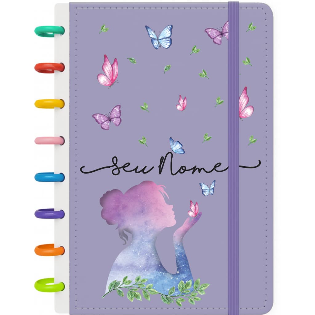 Caderno de discos  personalizado - Caderno Personalizado - Caderno A4 / A5 e B5 - Fada e Borboletas