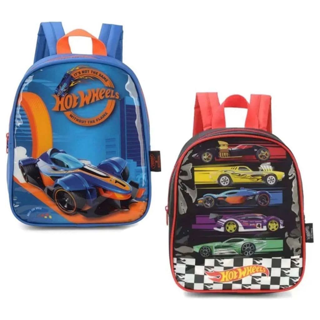 Mochila Infantil Hot Wheels Pequena Escolar Creche Passeio Leve e Resistente