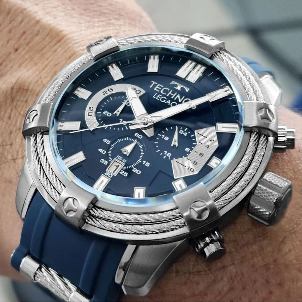 Relógio De Pulso Masculino Technos Linha Legacy 100m Azul-marinho Prateado