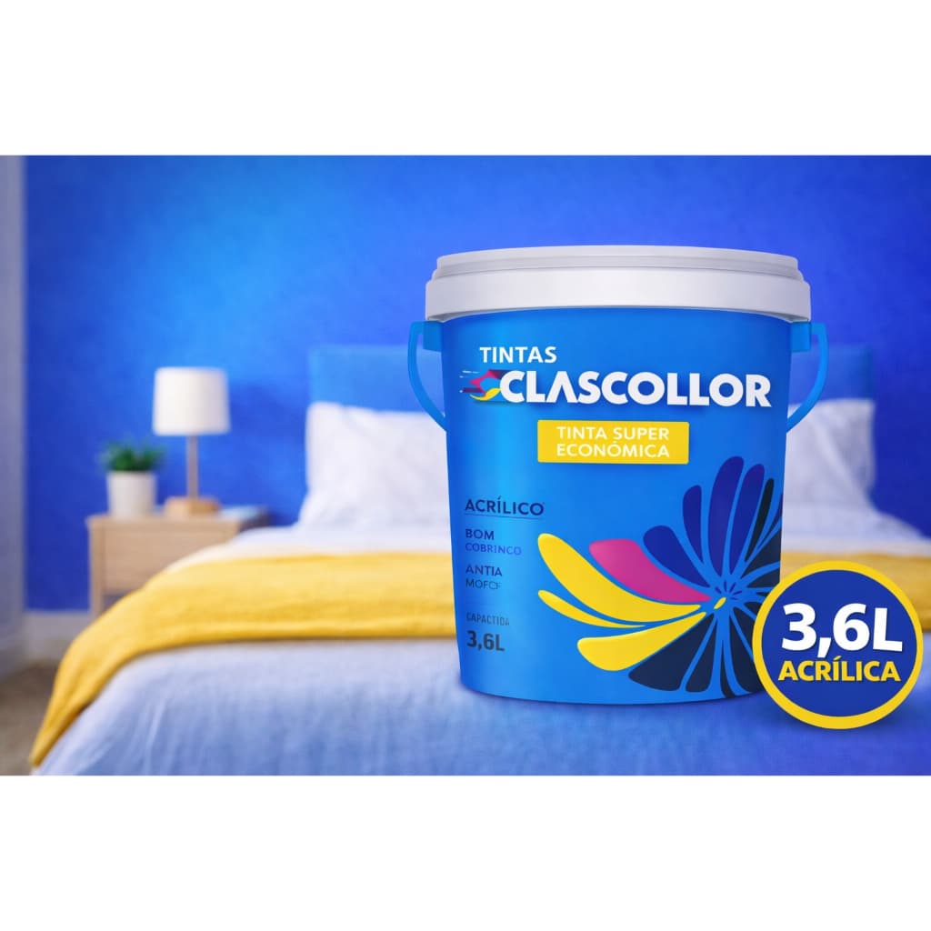 Tinta Acrílica 3.6l alto rendimento econômica parede - clascollor