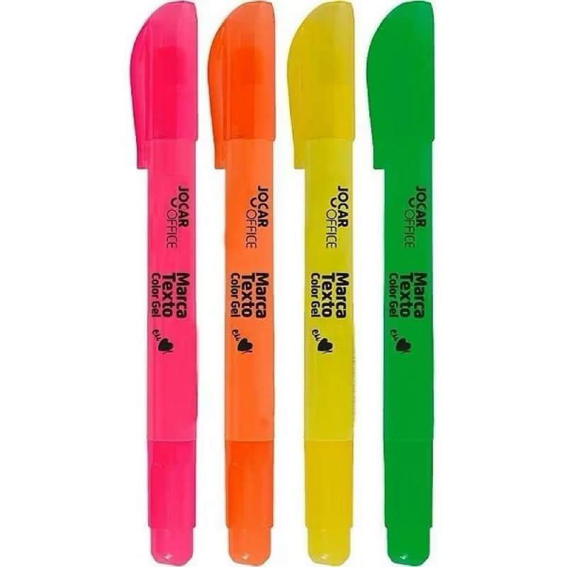 Kit Marca texto gel 4 cores vibrantes não transfere para o verso