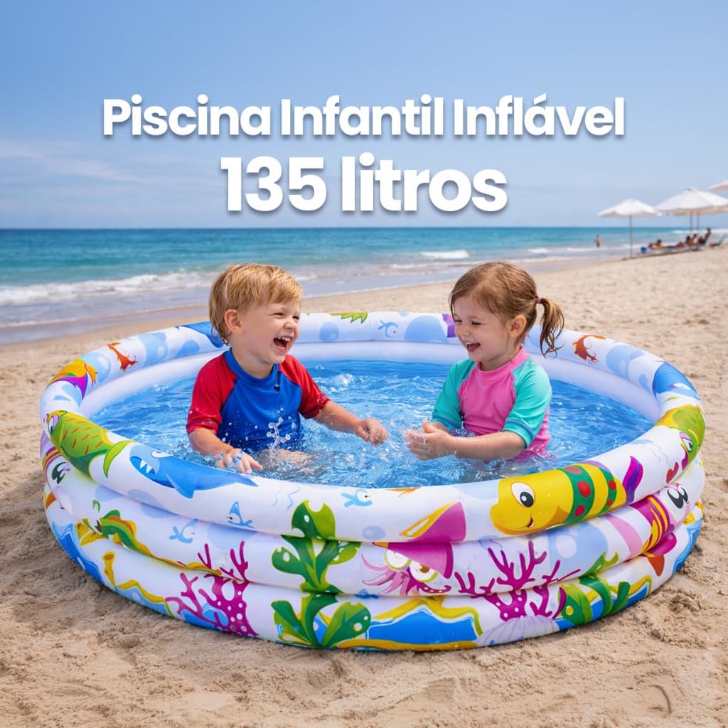 Piscina Inflável Infantil Redonda 135 Litros Em Pvc Praia Verão