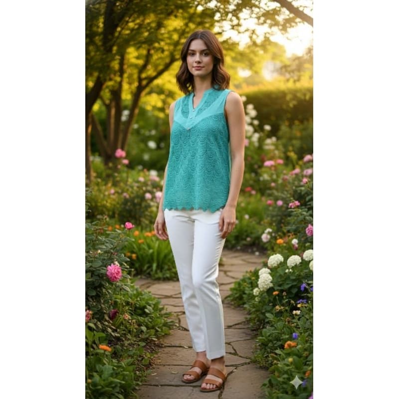 BRECHO BLUSA VERDE EM GUIPIR - TAMANHO M ✨