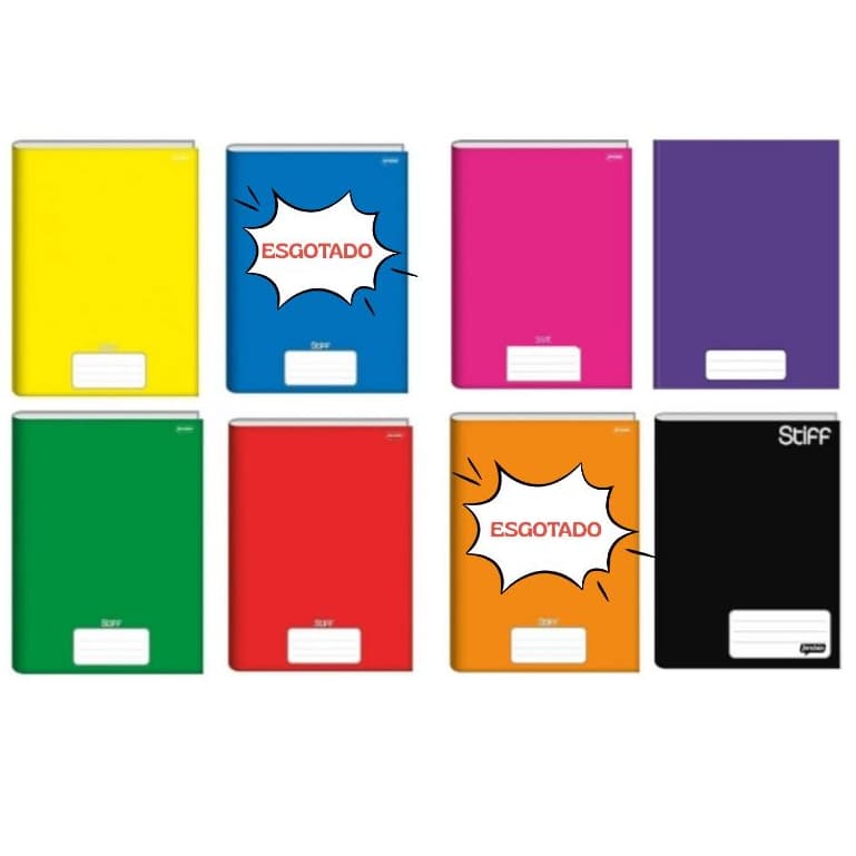 CADERNO BROCHURA GRANDE 96 FLS ESCOLAR KITS COM 6 CORES STIFF JANDAIA BROCHURAO