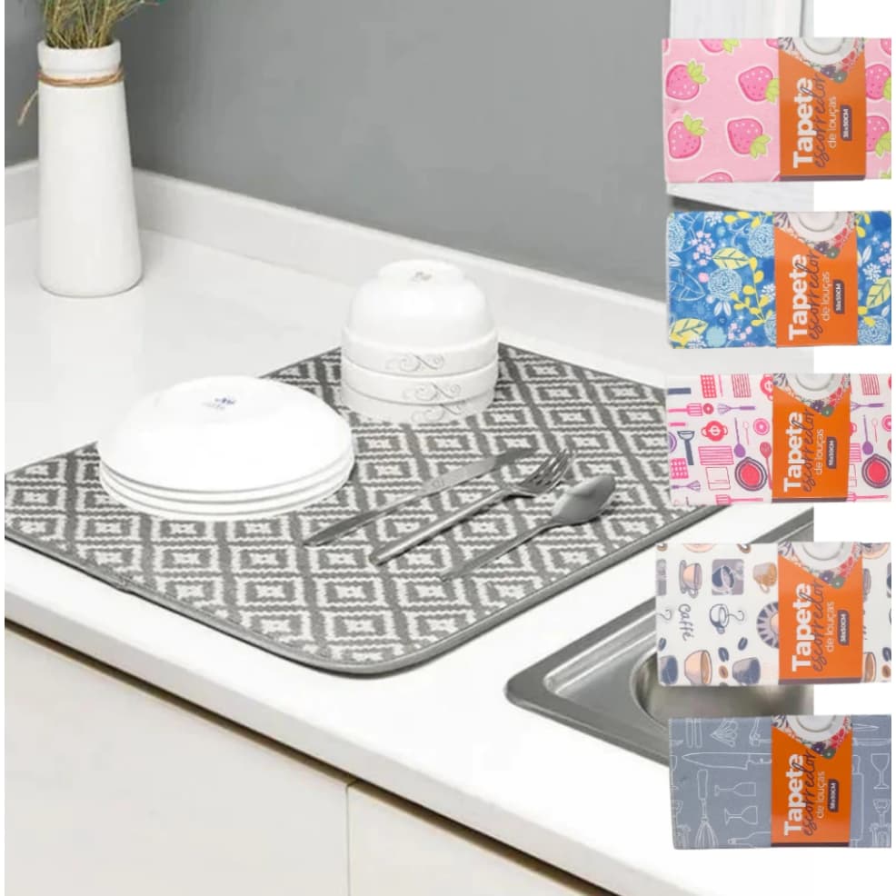 TAPETE ESCORREDOR PARA LOUÇAS SUPER ABSORVENTE 50X38CM SORTIDO - TOP ÚTIL - TOP1283