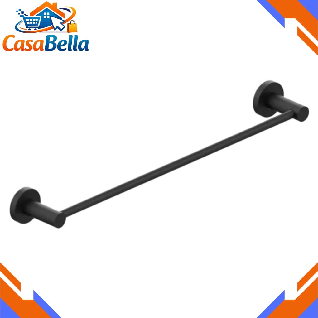 porta toalhas de banho varão preto reto de aluminio metal recistente