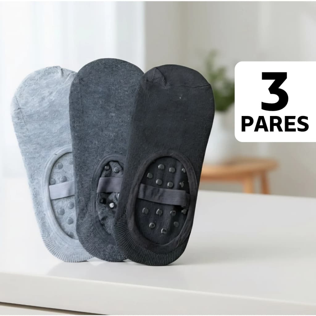 Kit 3 Pares Meia Pilates Antiderrapante Sapatilha Feminina p/ Yoga Academia Hidroginástica Tamanho 35-40