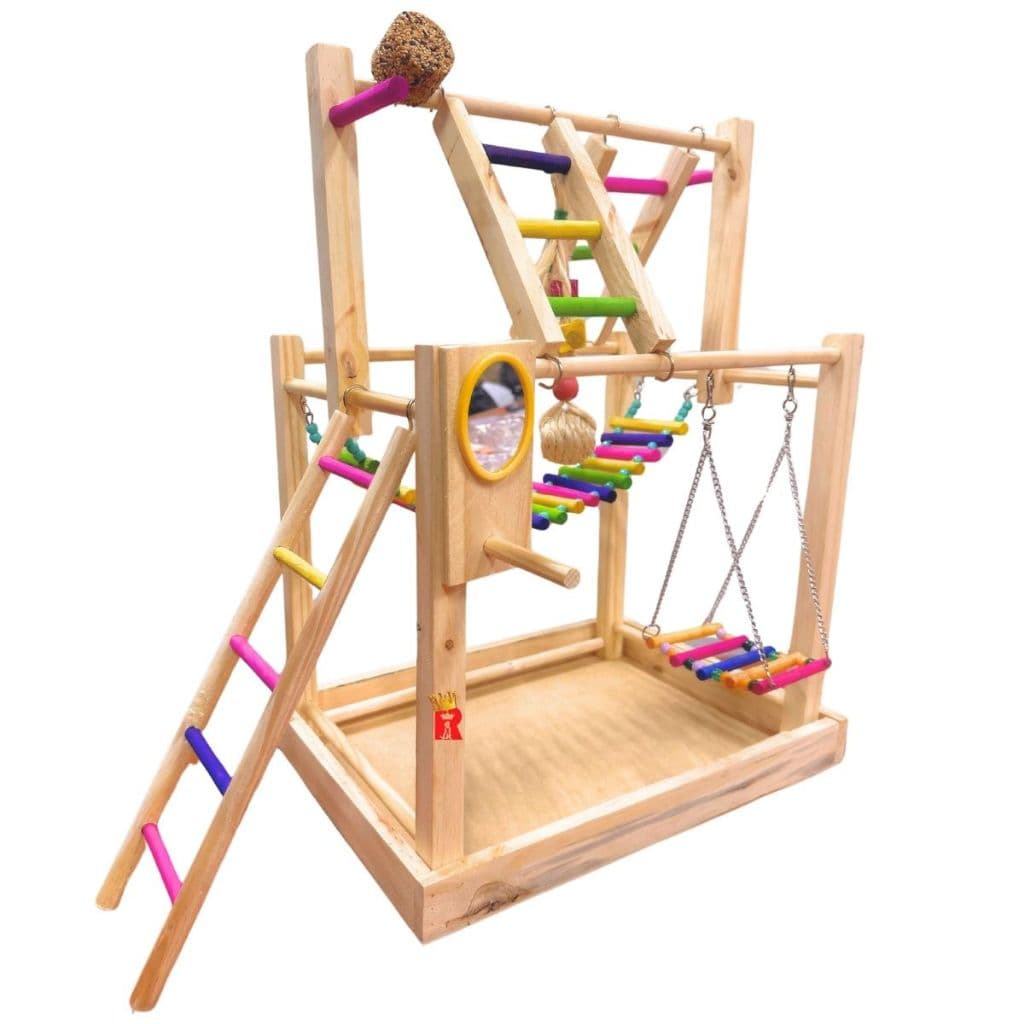 Parquinho Playground Brinquedo Espelho Petisco P/ Calopsita Marrom-claro